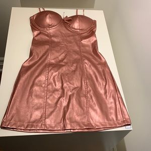 Pink faux leather dress